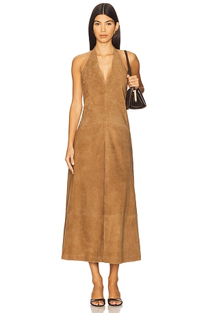 Suede Halter Plunge Dress St. Agni