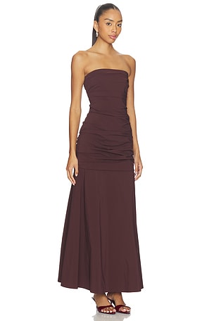 St. agni gatheRojo strapless longlene dress en color Chocolate