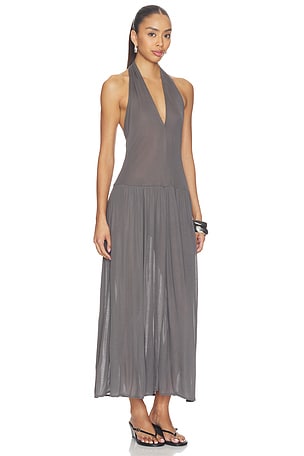St. agni vestido halter de jersey fluido en color gris