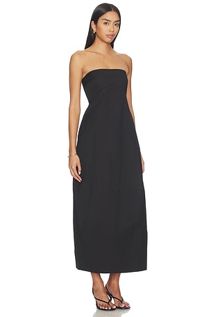 St. agni canvas pleat cocoon dress en color negro