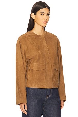 St. Agni Suede Utility Cocoon Bomber in Tan. Size XL. Also