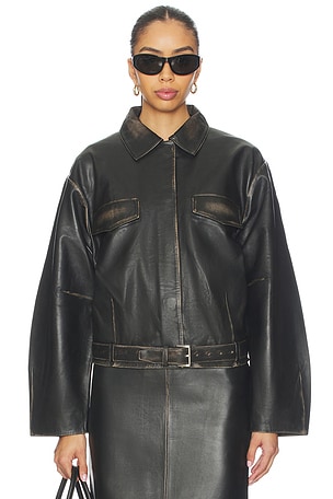 Brushed Leather Belted Jacket St. Agni
