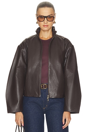 Cocoon Zip Leather Jacket St. Agni