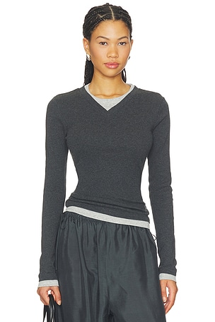 Organic Cotton V Neck Long Sleeve Top St. Agni
