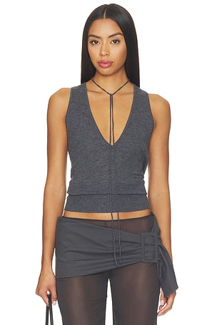 Plunge Rouleau Knit Tie Top St. Agni