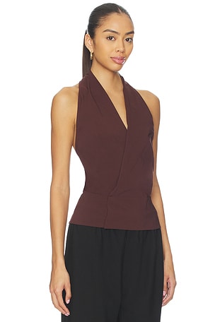 St. Agni Halter Wrap Top in Brown. Size S. Also
