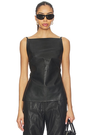Leather Square Neck Top St. Agni