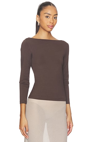 St. Agni Soft Jersey Ballerina Top in Brown. Size XS. Also