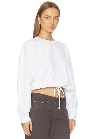 St. Agni Drawstring Long Sleeve Top in White. Size XS/S. Also