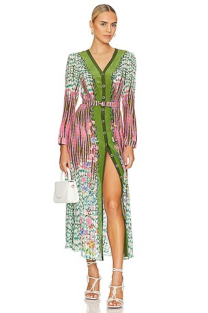 SALONI Lea Shirt Dress in Coral Vine | REVOLVE