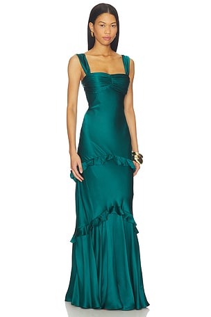 SALONI Selma Long Dress in Teal