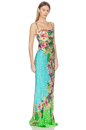 SALONI Renee Long Dress in Blue,Green