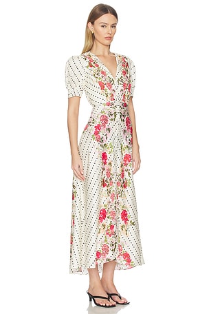 SALONI Lea Long Dress in White,Blush. Size 8. Also