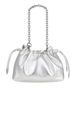 Studio Amelia Alexandra Petite Drawstring Bag in Metallic Silver