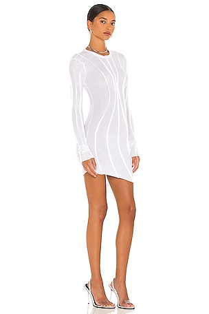 SAMI MIRO VINTAGE Asymmetric Baby Rib Mini Dress in White