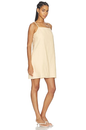 Sanctuary Hideaway Linen Tie Strap Dress in Yellow