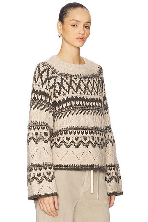 Sanctuary Fairisle Crew Neck Sweater in Beige