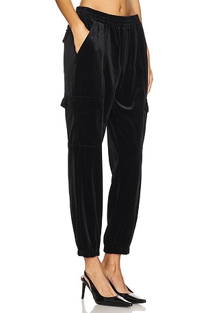 Sanctuary Relaxed Velvet Rebel Pant in Black