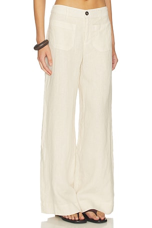 Sanctuary The Linen Marine Wide Leg Pants in Cream