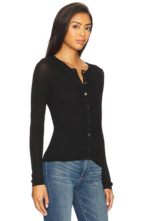 Sanctuary Lightweight Ribbed Cardi Top in Black