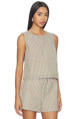 Sanctuary Better Days Gingham Shell in Olive