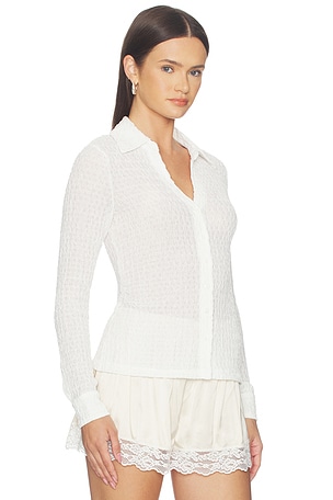 Sanctuary Juno Textured Button Front Top in White