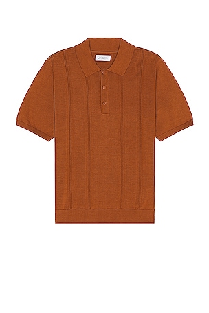 SATURDAYS NYC Jahmad Knit Polo Shirt in Caramel | REVOLVE