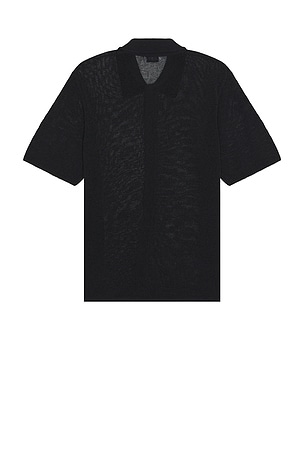 SATURDAYS NYC Kenneth Mesh Knit Shirt in Black