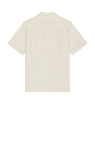 SATURDAYS NYC Bruce Double Layer Crinkle Short Sleeve Shirt in Cream