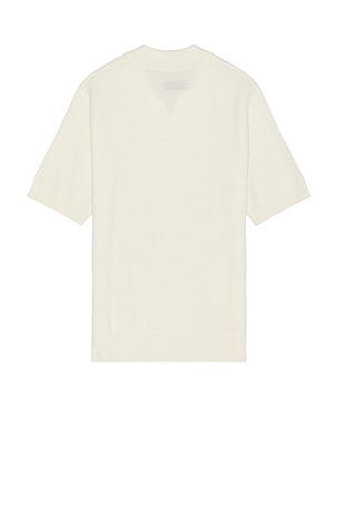 SATURDAYS NYC Alex Merino Wool Open Placket Polo in Cream
