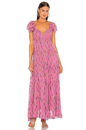 knee length dresses for ladies Masie Lilac Mesh Maxi Dress - US 4