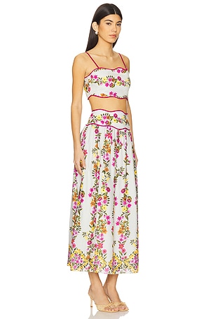 SAYLOR ROBE MI-LONGUE TASHI en Sauge,Fuchsia