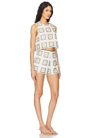 SAYLOR Lia Romper in Ivory,Green,Burnt Orange,Blue