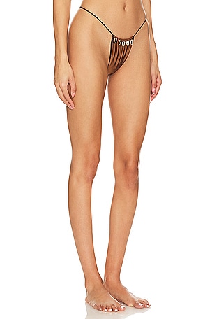 Seashell Pearl Tie Side Bottom in Brown