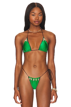 YEVRAH SWIM Capri Basic Bikini Bottom in Green