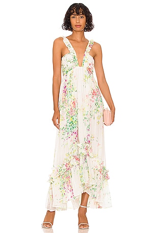 fitted lace wedding dress Oriana Dress Pink Floral Print main image 0