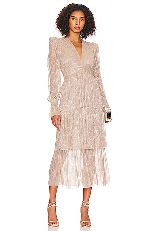 Sabina Musayev Marais Midi Dress in Gold | REVOLVE