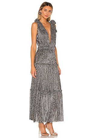 Sabina Musayev Helena Dress in Metallic Silver