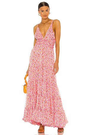 sabina orange flower print dress Sabina Musayev Strapless Square-Neck Column Maxi Dress