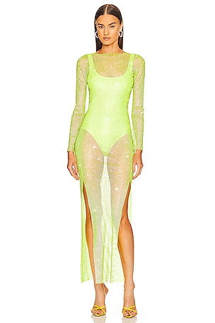 green emerald velvet dress Diamonds Maxi Dress