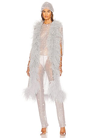 x REVOLVE Crystal Feathers Coat Santa Brands