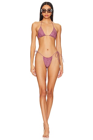 PQ Lace Halter Bikini Top in Iris