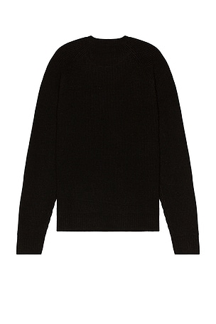 Schott Ribbed Wool Crewneck Sweater in Black