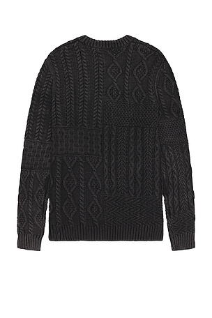 Schott Stonewash Patchwork Sweater in Black