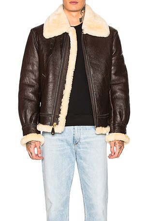 schott B-3 ブラウンレザーシープスキンジャケット Schott B-3 シープスキンレザーボンバージャケット - Brown