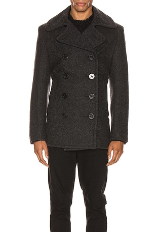 Schott Slim Fit Peacoat in Black, Gray