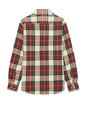 Schott Plaid Cotton Flannel Shirt in Red