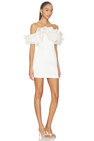 Susanna Chow Sasha Ruffle Dress in White. Size 8. Also