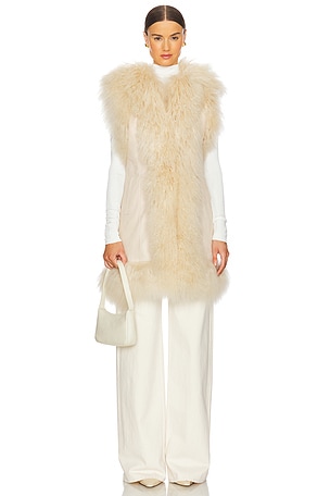 Dorothy Shearling Suede Midi Vest Susanna Chow