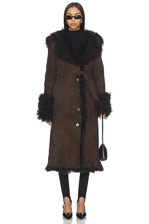 Daphne Shearling Suede Coat Susanna Chow